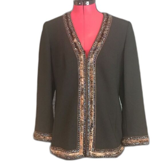 John Meyer of Norwich Skirt Suit Women's Size 10 Black Embellished Trim 2-Pieces - Picture 5 of 12